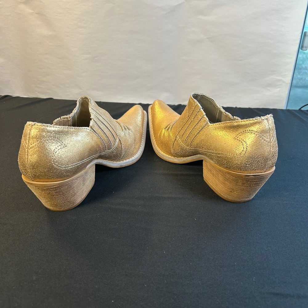 Penny loves Kenny Horse N Buggy Gold Metallic Leather Western Ankle Boots 8.5M - Picture 5 of 8